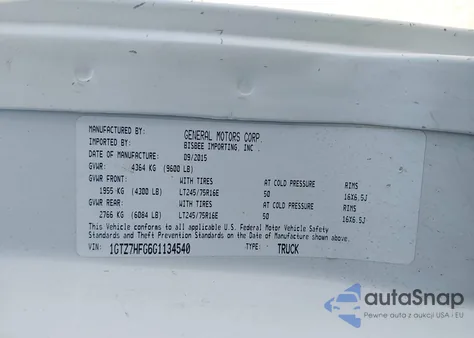 2016 GMC Savana 3500 Work Van from USA, damaged, VIN 1GTZ7HFG6G1134540